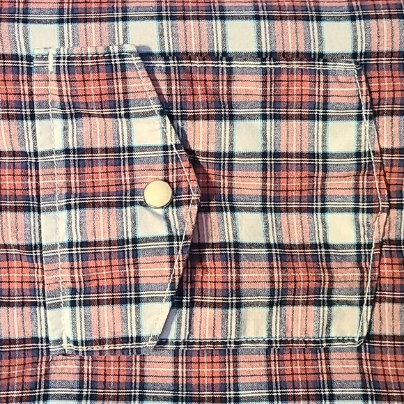 ROEBUCK & CO. MENS BIG AND TALL SHORT SLEEVE FRONT SNAP RED PLAID SHIRT SIZE XXL - Picture 4 of 8